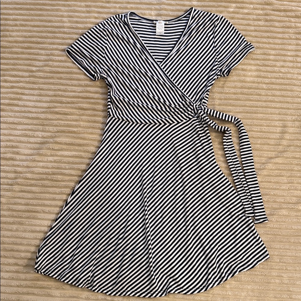 Rolla Coster Black and White Striped Wrap Dress
